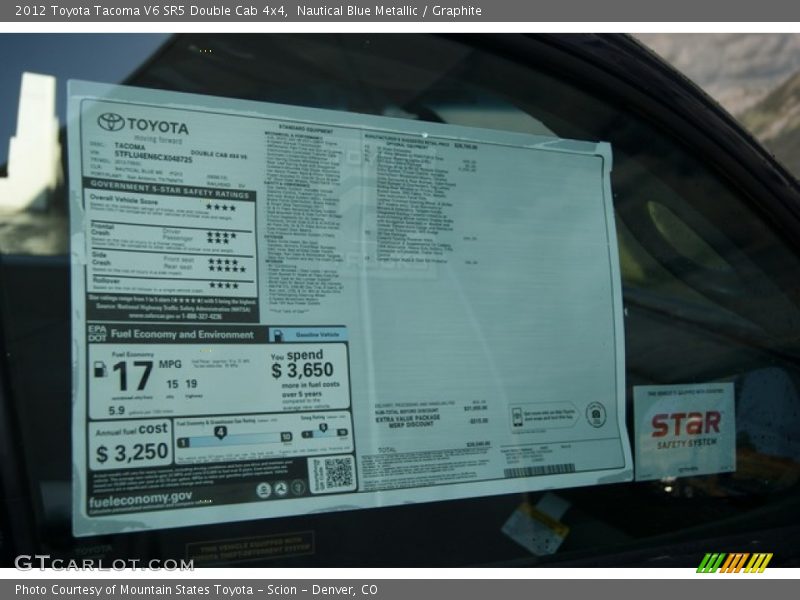 Nautical Blue Metallic / Graphite 2012 Toyota Tacoma V6 SR5 Double Cab 4x4