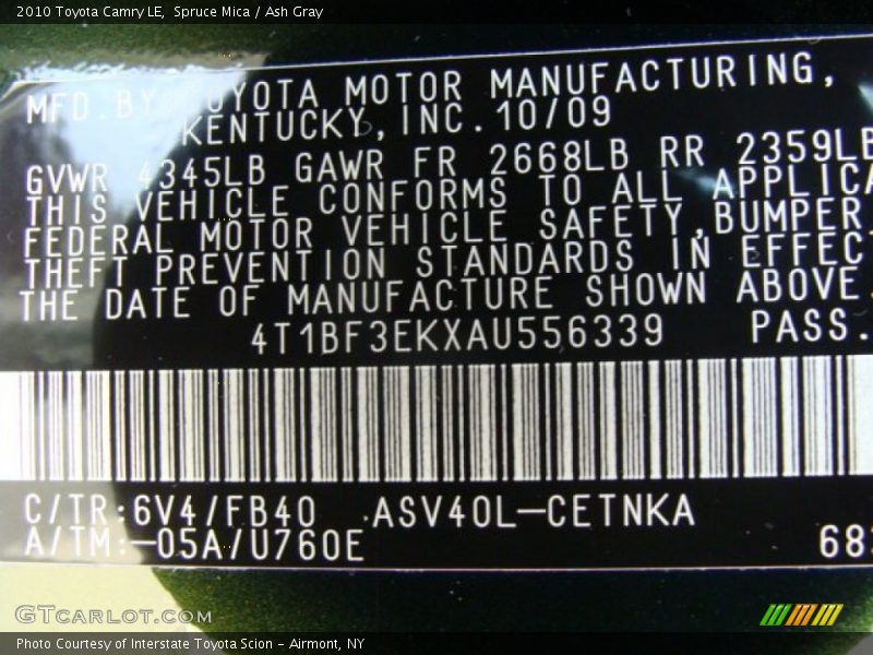 Spruce Mica / Ash Gray 2010 Toyota Camry LE