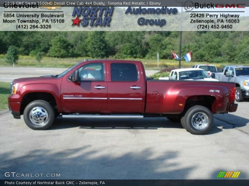 Sonoma Red Metallic / Ebony 2013 GMC Sierra 3500HD Denali Crew Cab 4x4 Dually