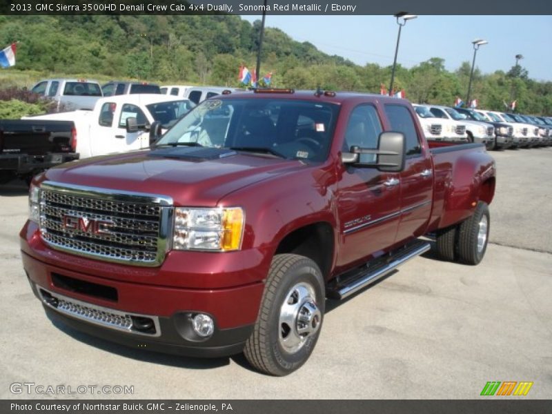 Sonoma Red Metallic / Ebony 2013 GMC Sierra 3500HD Denali Crew Cab 4x4 Dually
