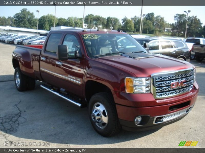 Sonoma Red Metallic / Ebony 2013 GMC Sierra 3500HD Denali Crew Cab 4x4 Dually