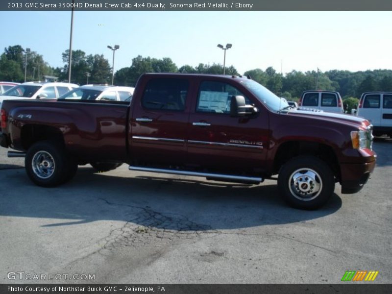 Sonoma Red Metallic / Ebony 2013 GMC Sierra 3500HD Denali Crew Cab 4x4 Dually