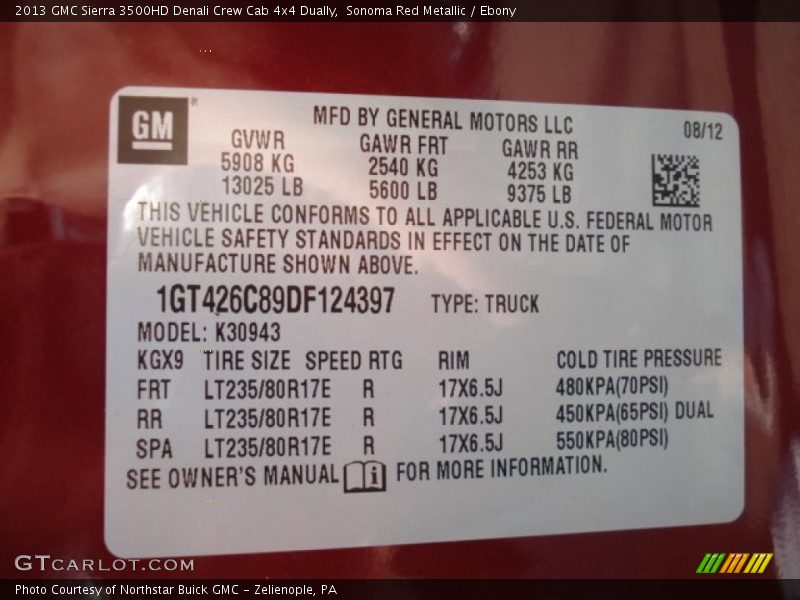 Sonoma Red Metallic / Ebony 2013 GMC Sierra 3500HD Denali Crew Cab 4x4 Dually