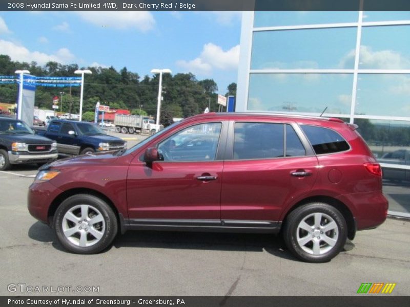 Dark Cherry Red / Beige 2008 Hyundai Santa Fe Limited 4WD