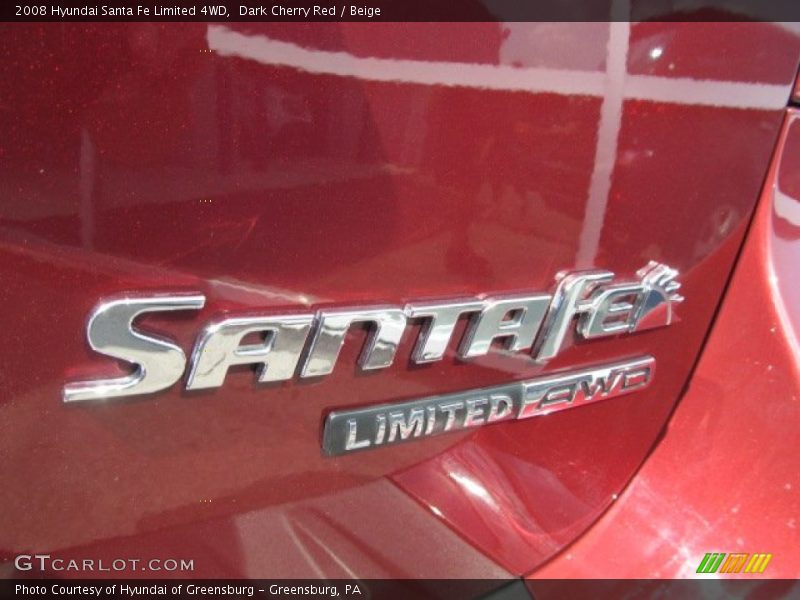 Dark Cherry Red / Beige 2008 Hyundai Santa Fe Limited 4WD