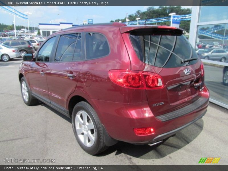Dark Cherry Red / Beige 2008 Hyundai Santa Fe Limited 4WD