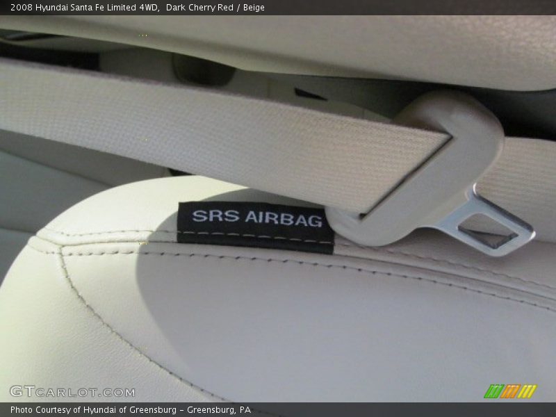 Dark Cherry Red / Beige 2008 Hyundai Santa Fe Limited 4WD