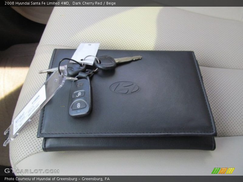 Dark Cherry Red / Beige 2008 Hyundai Santa Fe Limited 4WD