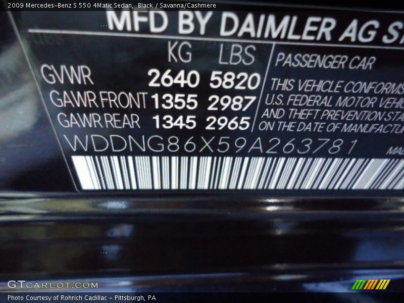 Black / Savanna/Cashmere 2009 Mercedes-Benz S 550 4Matic Sedan