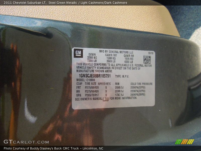 Steel Green Metallic / Light Cashmere/Dark Cashmere 2011 Chevrolet Suburban LT