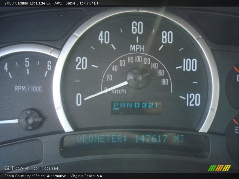 Sable Black / Shale 2003 Cadillac Escalade EXT AWD