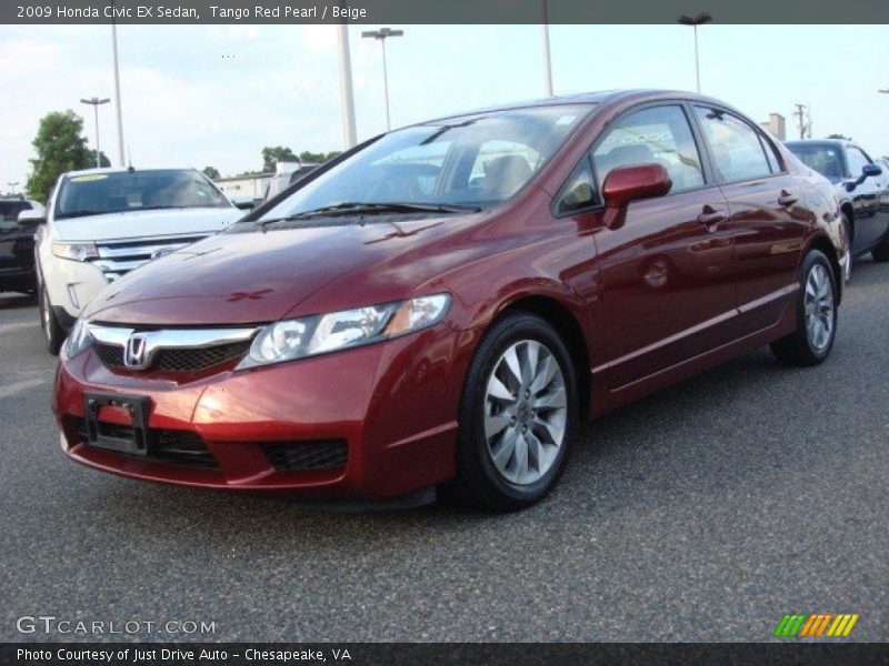 Tango Red Pearl / Beige 2009 Honda Civic EX Sedan