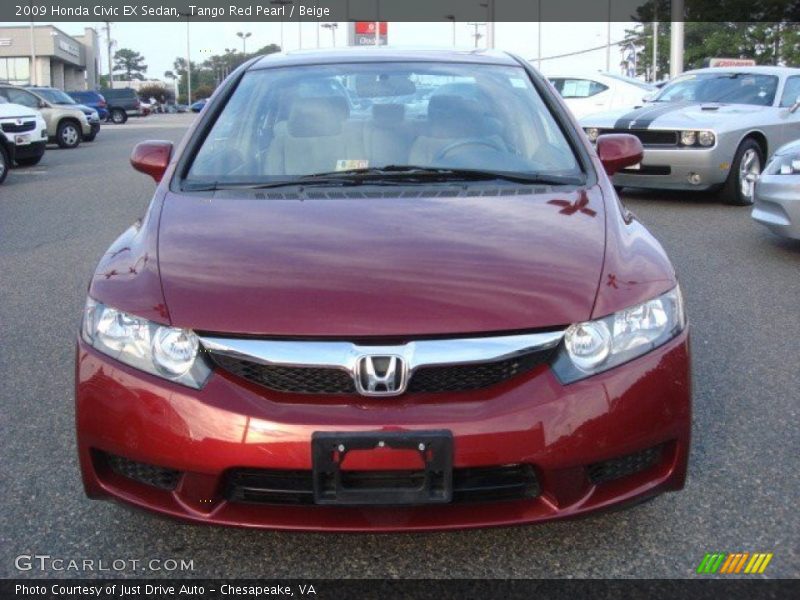 Tango Red Pearl / Beige 2009 Honda Civic EX Sedan