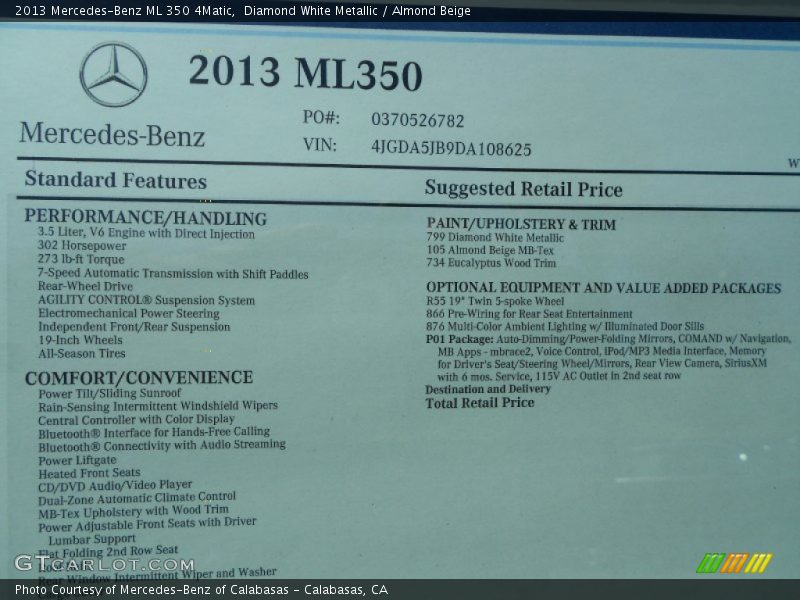 Diamond White Metallic / Almond Beige 2013 Mercedes-Benz ML 350 4Matic