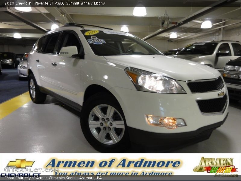 Summit White / Ebony 2010 Chevrolet Traverse LT AWD