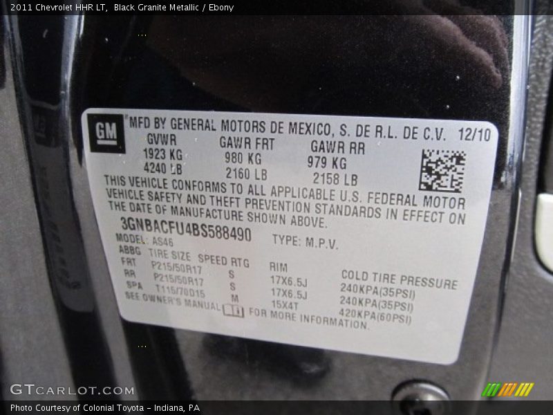 Black Granite Metallic / Ebony 2011 Chevrolet HHR LT