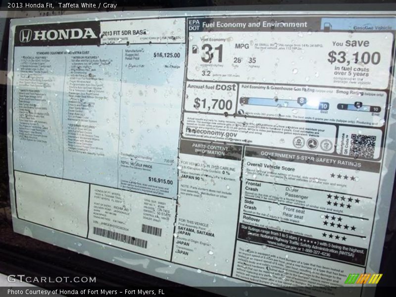 Taffeta White / Gray 2013 Honda Fit