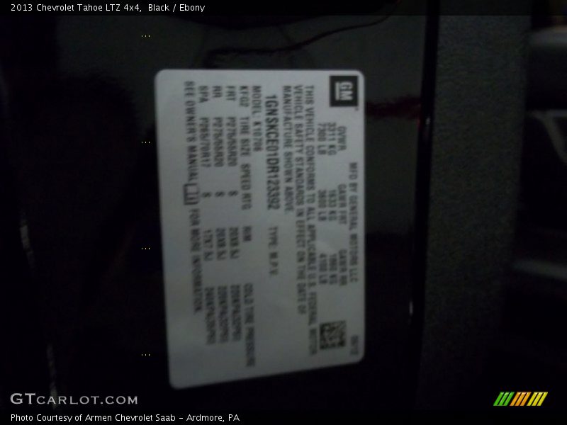 Black / Ebony 2013 Chevrolet Tahoe LTZ 4x4