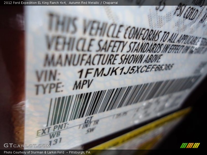 Autumn Red Metallic / Chaparral 2012 Ford Expedition EL King Ranch 4x4