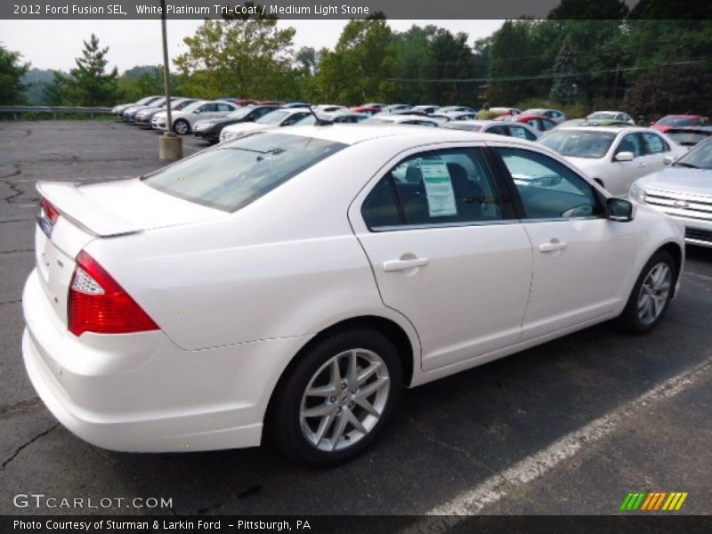 White Platinum Tri-Coat / Medium Light Stone 2012 Ford Fusion SEL