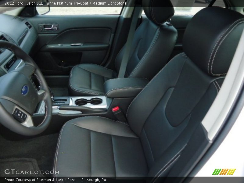 White Platinum Tri-Coat / Medium Light Stone 2012 Ford Fusion SEL