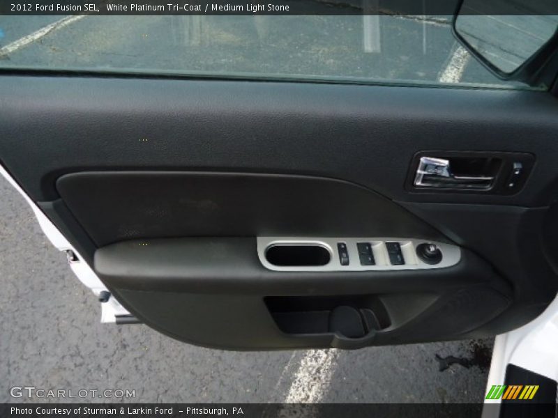 White Platinum Tri-Coat / Medium Light Stone 2012 Ford Fusion SEL