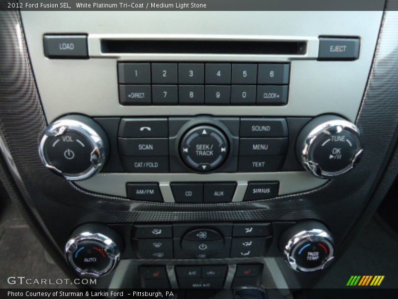 White Platinum Tri-Coat / Medium Light Stone 2012 Ford Fusion SEL