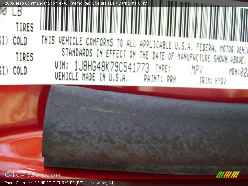 Inferno Red Crystal Pearl / Dark Slate Gray 2009 Jeep Commander Sport 4x4
