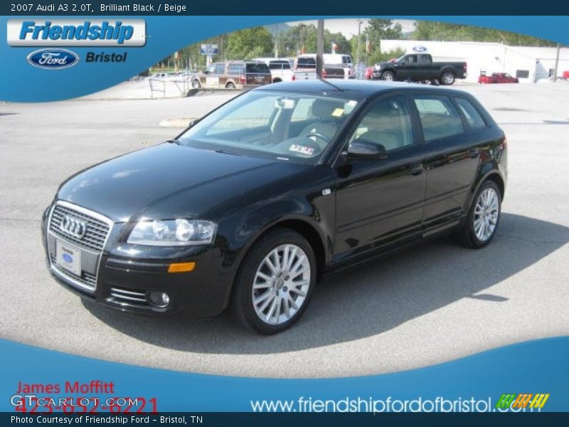 Brilliant Black / Beige 2007 Audi A3 2.0T