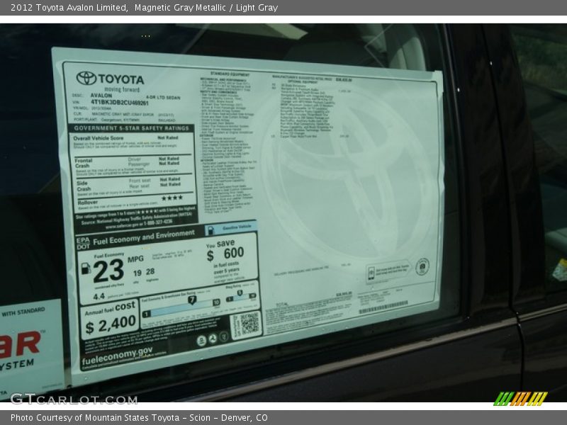 Magnetic Gray Metallic / Light Gray 2012 Toyota Avalon Limited