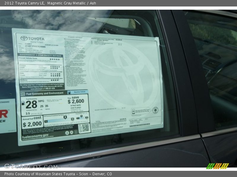 Magnetic Gray Metallic / Ash 2012 Toyota Camry LE