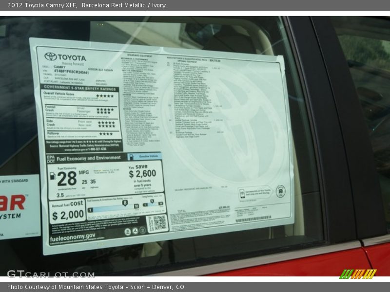 Barcelona Red Metallic / Ivory 2012 Toyota Camry XLE