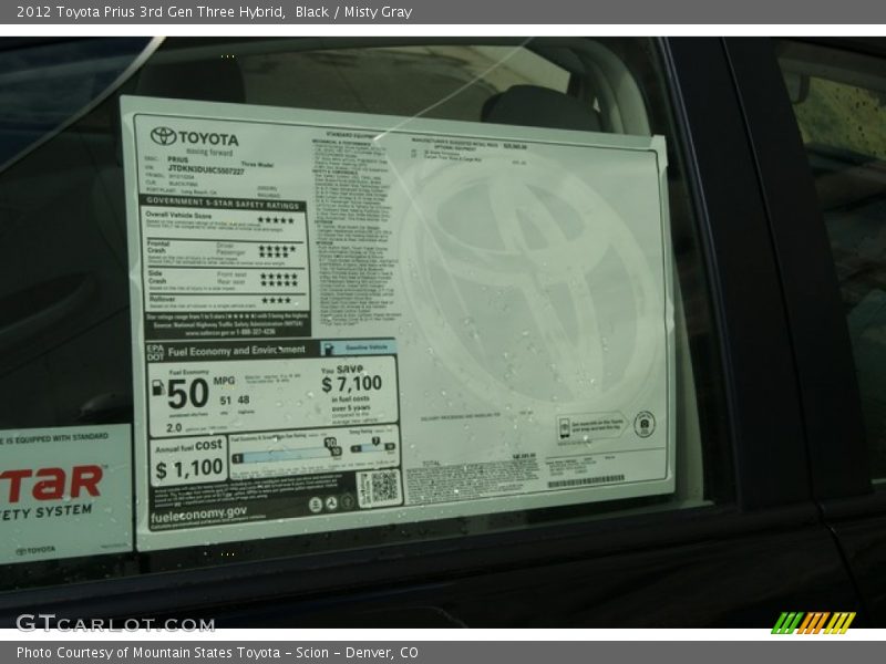 Black / Misty Gray 2012 Toyota Prius 3rd Gen Three Hybrid