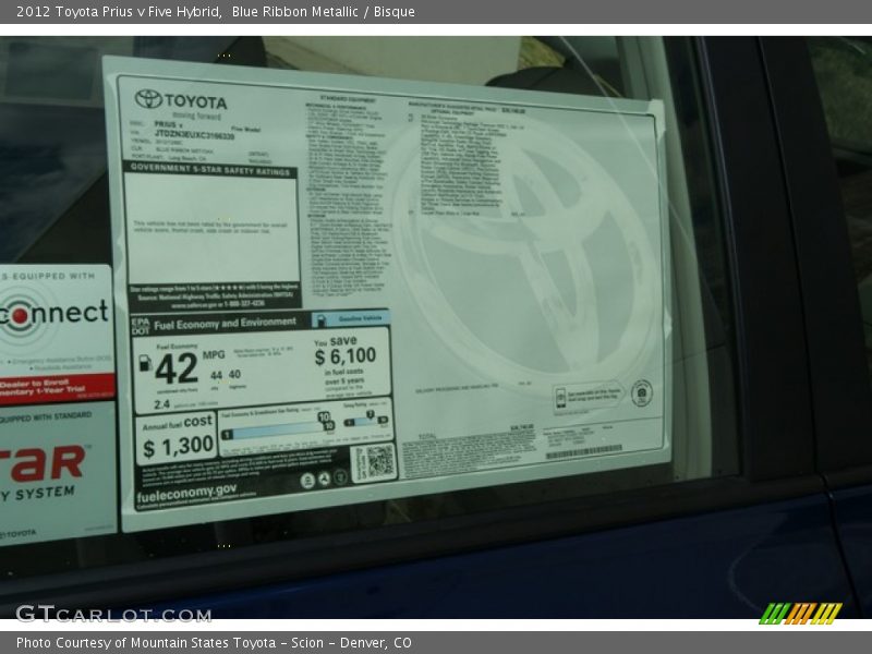  2012 Prius v Five Hybrid Window Sticker