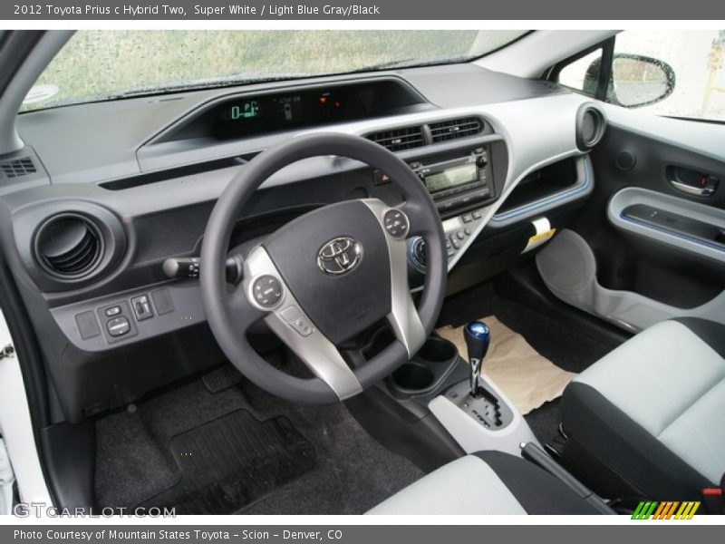 Super White / Light Blue Gray/Black 2012 Toyota Prius c Hybrid Two