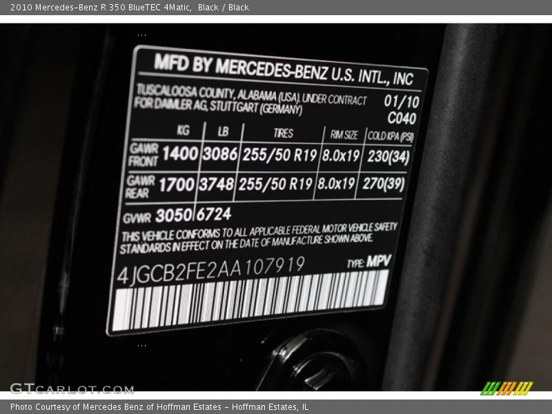 Black / Black 2010 Mercedes-Benz R 350 BlueTEC 4Matic