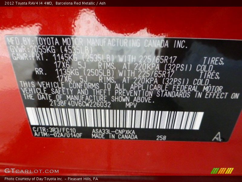 Barcelona Red Metallic / Ash 2012 Toyota RAV4 I4 4WD
