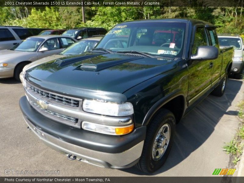 Forest Green Metallic / Graphite 2001 Chevrolet Silverado 1500 LS Extended Cab 4x4