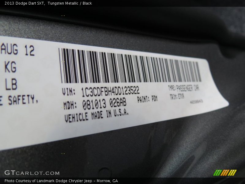 Tungsten Metallic / Black 2013 Dodge Dart SXT
