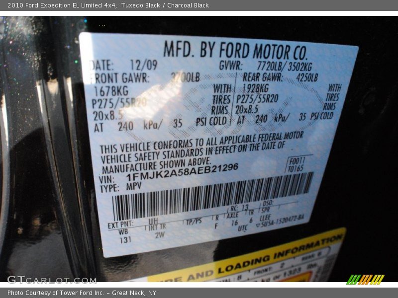 2010 Expedition EL Limited 4x4 Tuxedo Black Color Code UH
