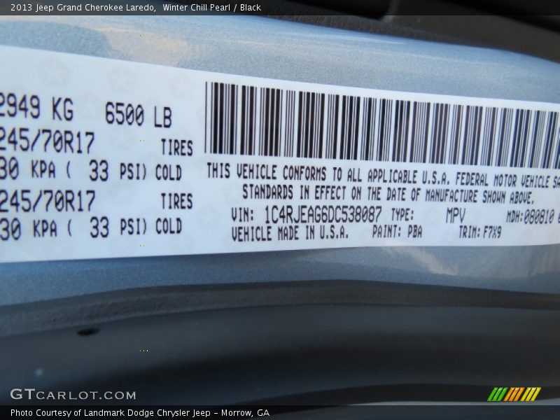 Winter Chill Pearl / Black 2013 Jeep Grand Cherokee Laredo