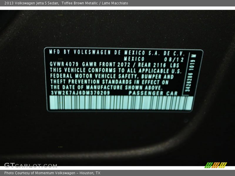 Toffee Brown Metallic / Latte Macchiato 2013 Volkswagen Jetta S Sedan