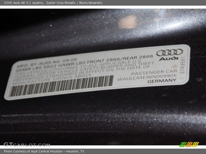 Oyster Grey Metallic / Black/Amaretto 2006 Audi A8 4.2 quattro