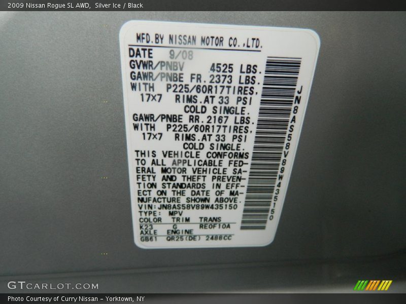 Silver Ice / Black 2009 Nissan Rogue SL AWD