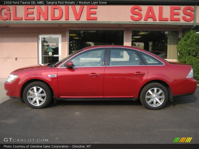 Sangria Red Metallic / Medium Light Stone 2009 Ford Taurus SEL AWD
