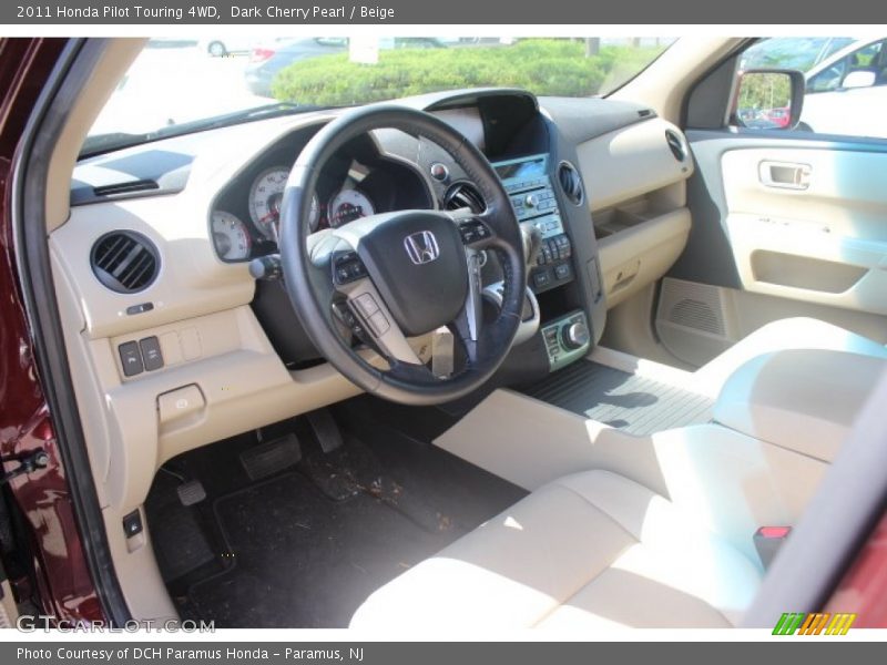Dark Cherry Pearl / Beige 2011 Honda Pilot Touring 4WD
