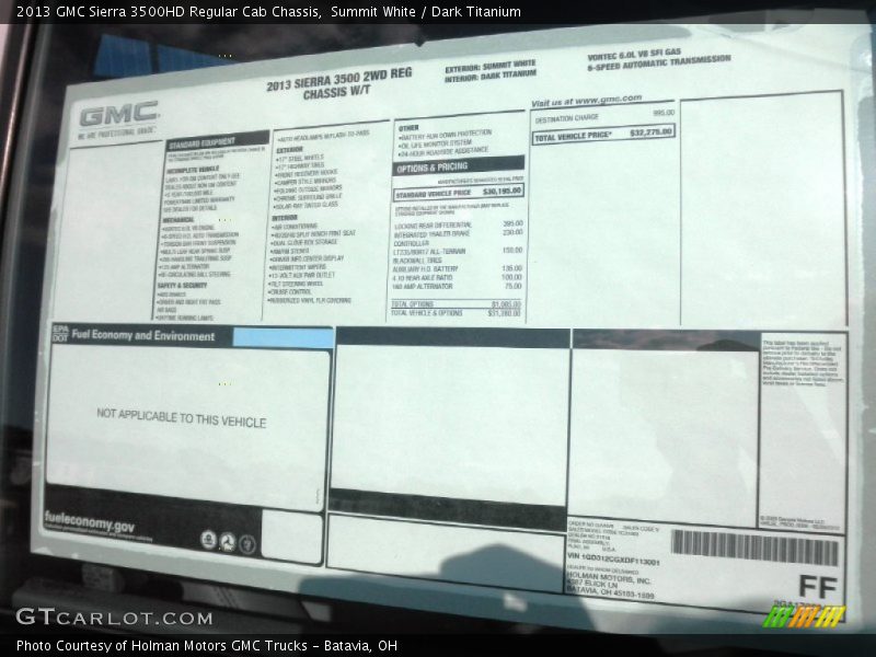 Summit White / Dark Titanium 2013 GMC Sierra 3500HD Regular Cab Chassis
