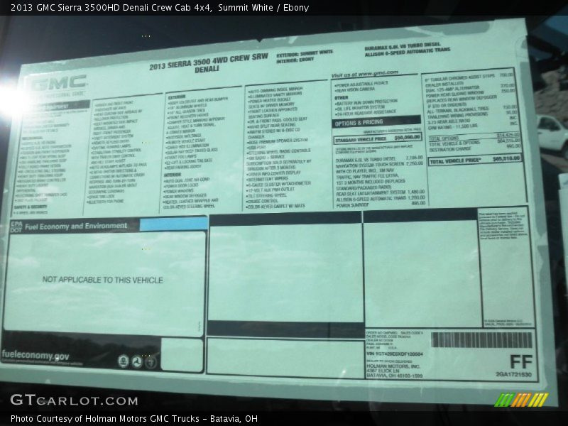  2013 Sierra 3500HD Denali Crew Cab 4x4 Window Sticker