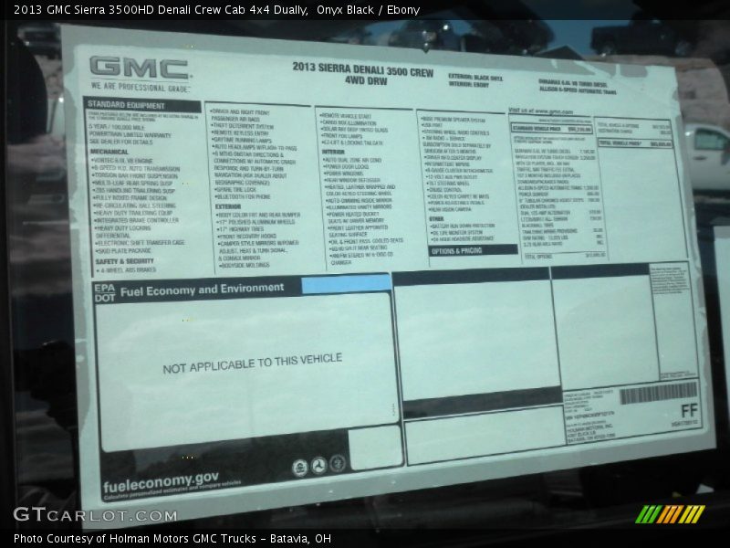  2013 Sierra 3500HD Denali Crew Cab 4x4 Dually Window Sticker