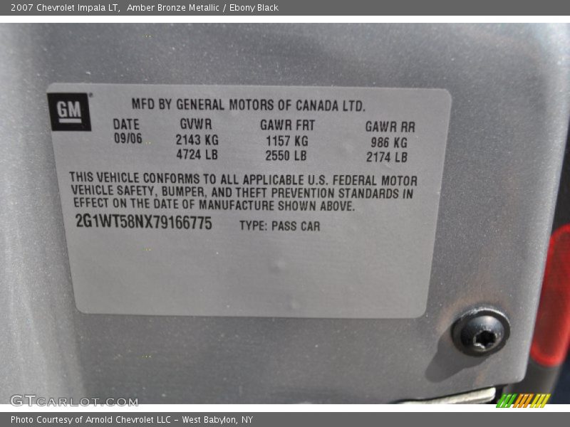 Amber Bronze Metallic / Ebony Black 2007 Chevrolet Impala LT